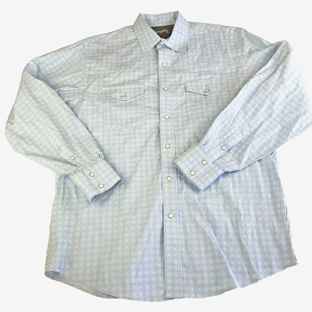 Mens Cowboy Western Wear Wrangler 20X Pearl Snap LS‎ Shirt Size L